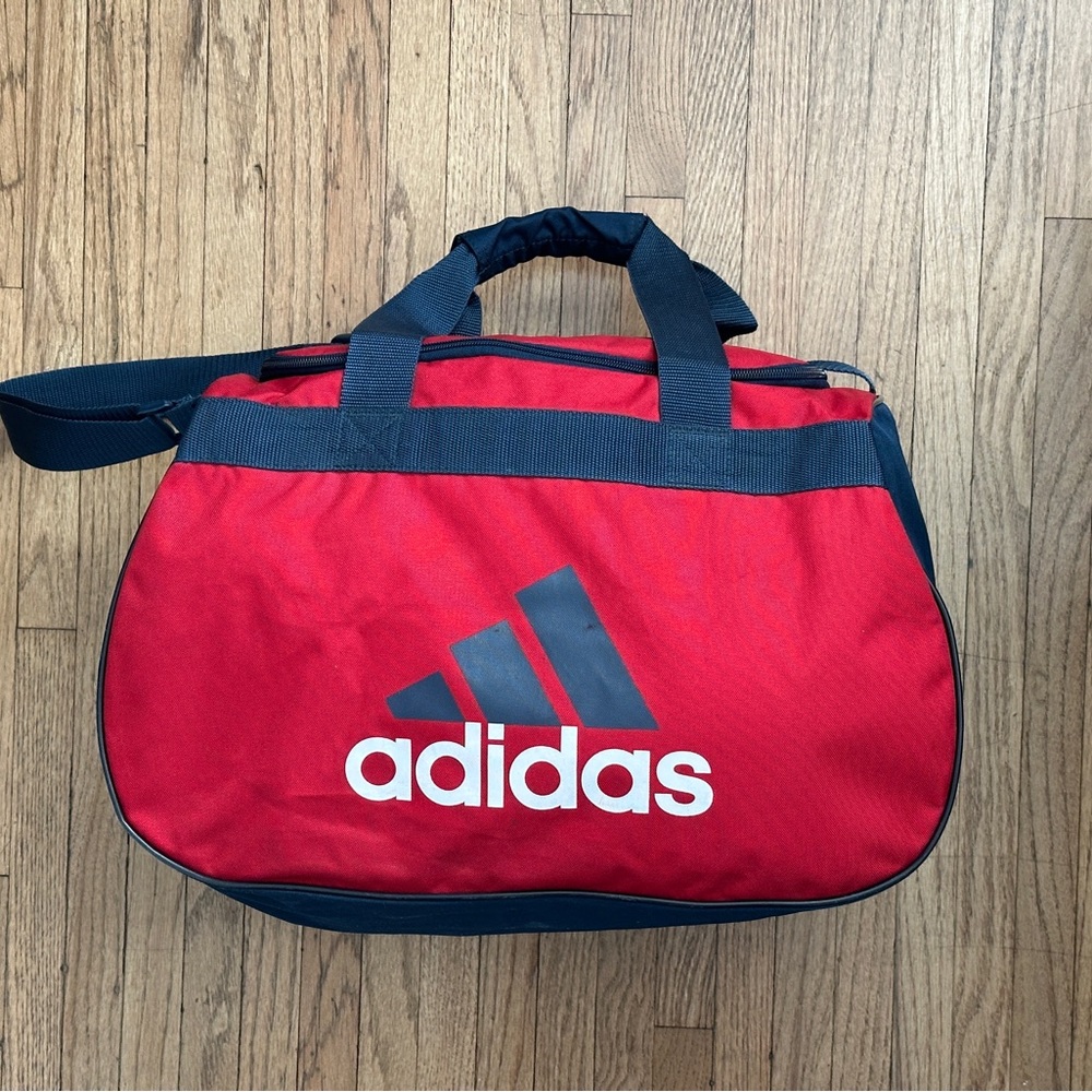 Adidas Red and Black Duffel Bag